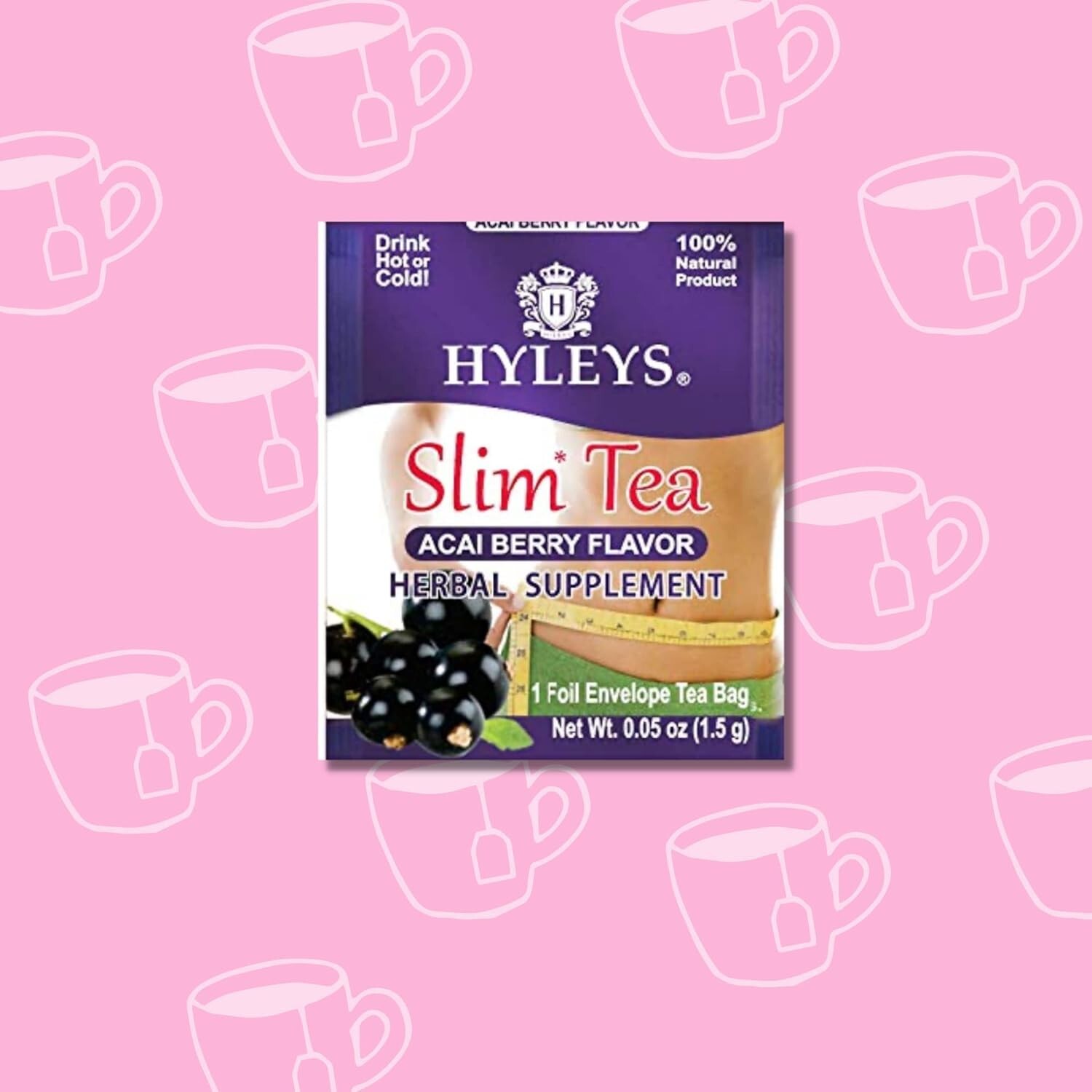 Hyleys Slim Tea Acai Berry Flavor – Weight Loss Herbal (6 PACKS) (150 TEA BAGS)