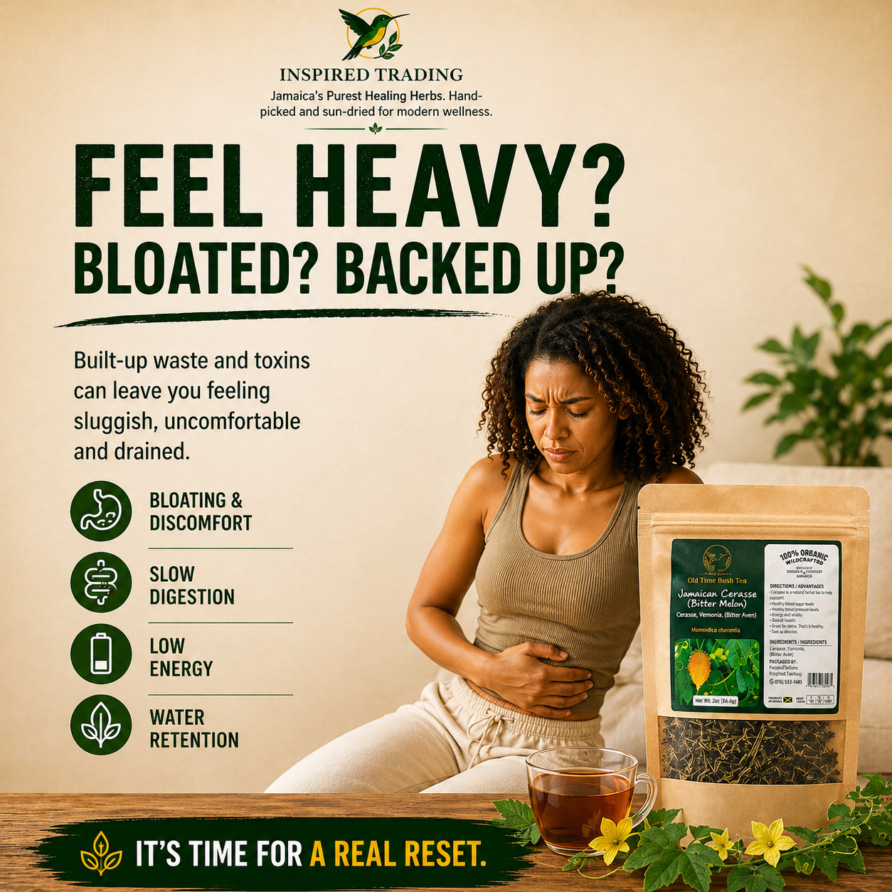 Jamaican Cerasee Tea Organic Bitter Melon Loose Leaf Herbal Available in US & CA