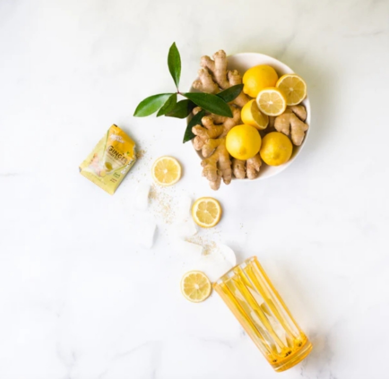 Lemon Ginger Tea Instant Ginger Honey Crystals, 30 Sachets -Prince of Peace