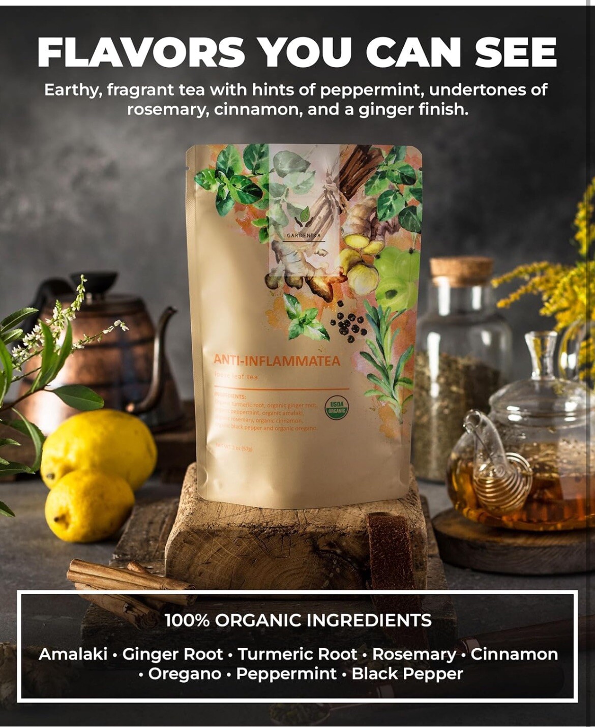 Anti Inflammatea Loose Leaf Tea With Ginger, Tumeric, Peppermint, Black Pepper