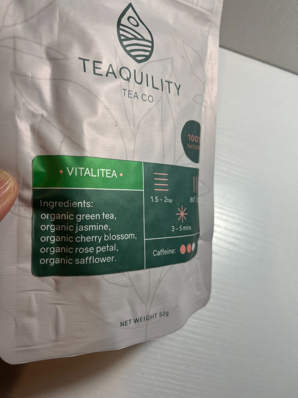 Vitalitea 100% Natural 50g Bag, Organic Jasmine & Cherry Loose Leaf Tea