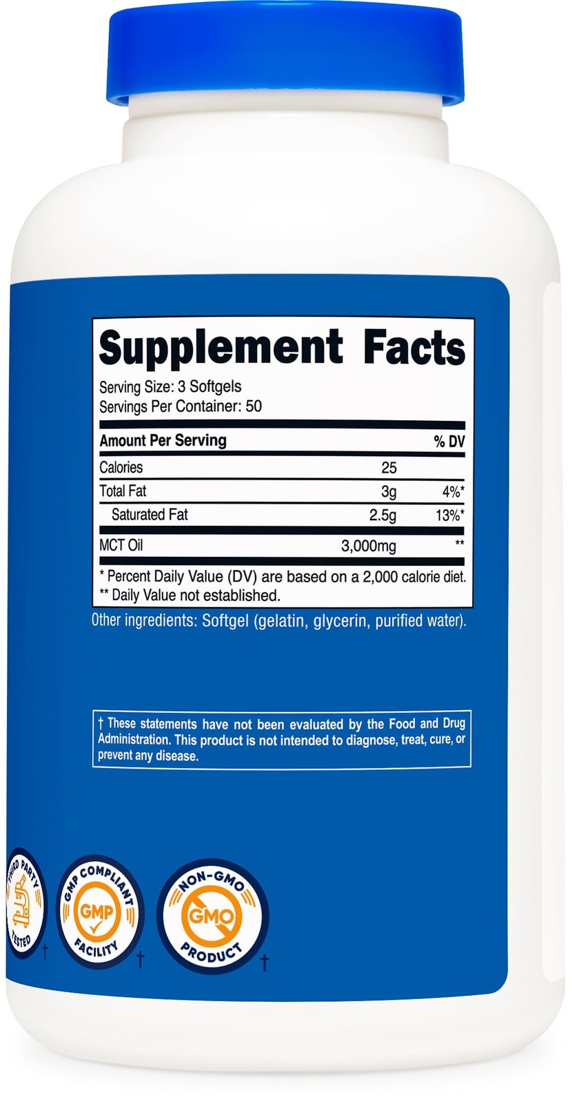 Nutricost MCT Oil Softgels 1000mg, 150 SFG (3,000mg 150 Count (Pack of 1)
