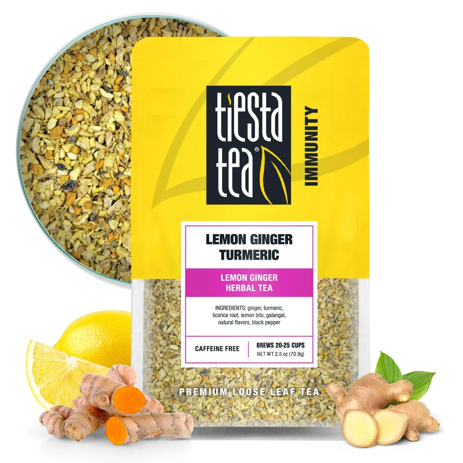Lemon Ginger Turmeric Loose Leaf Lemon Ginger Herbal Tea Premium Blend – 2.5 oz