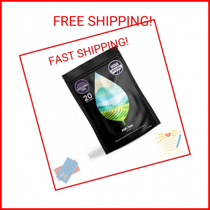 PiPi Tea Organic Oolong Tea Bags – Whole Leaf, 20 Bags (4g Each) – Cortisol & Ca
