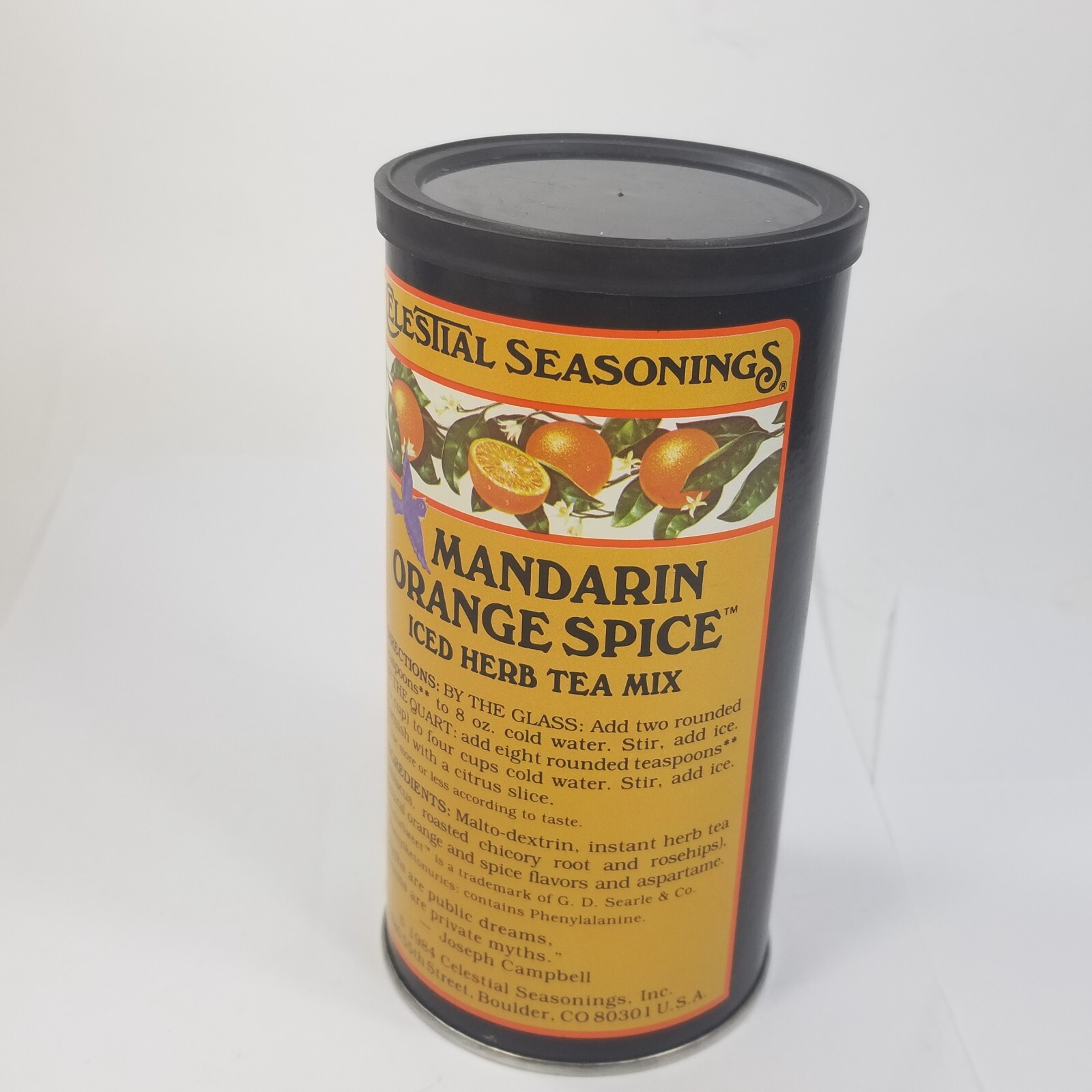 Vintage Celestial Seasonings Mandarin Orange Spice Iced Herb Tea Mix 1984 1980s