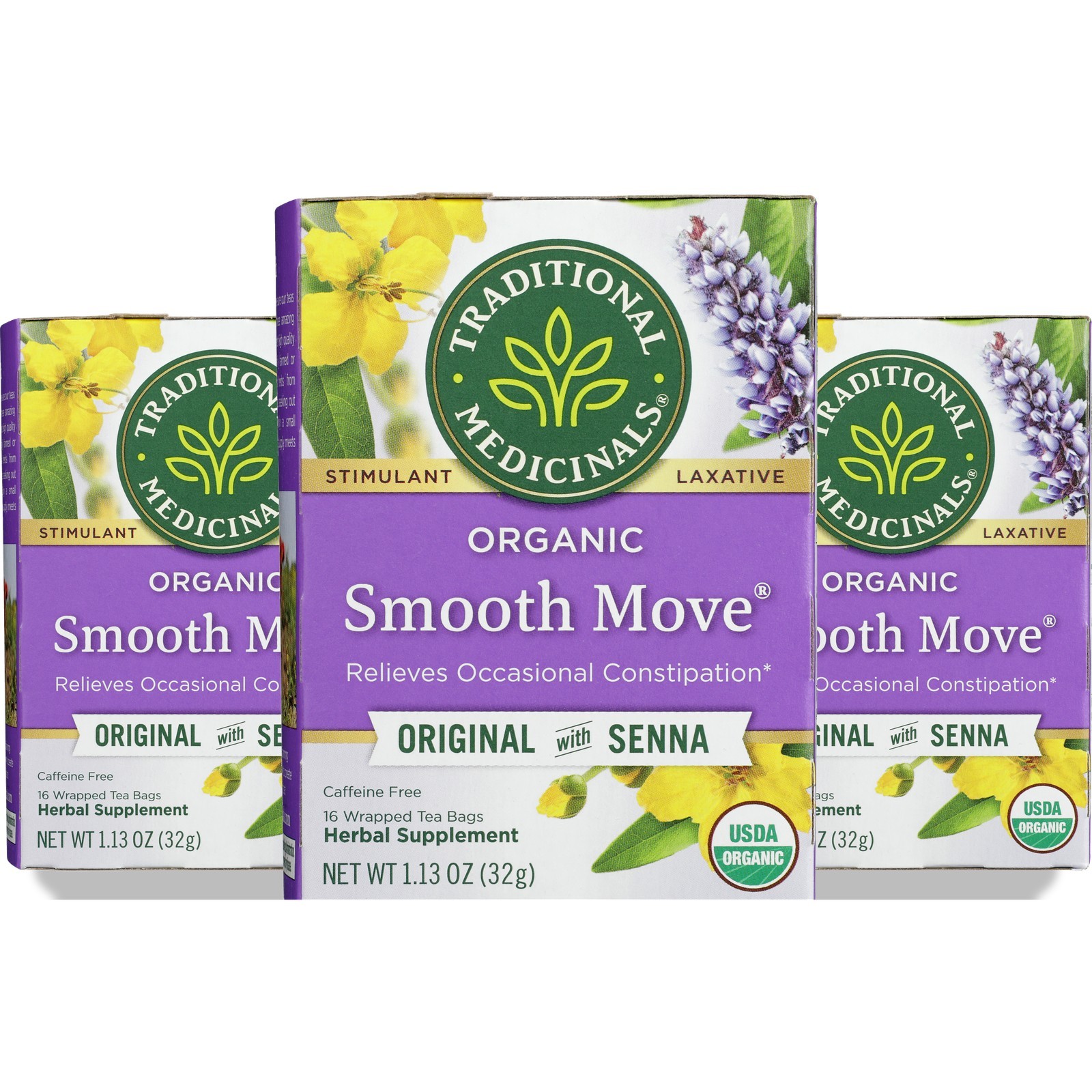 Traditional Medicinals Organic Smooth Move Herbal Tea 16 Bags Ct 3 Pack