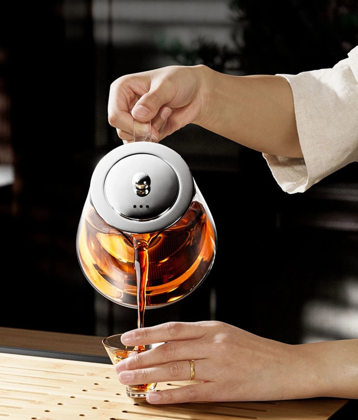 Heat-Resistant Glass Teapot with Stainless Steel Infuser, 401-500ml Kung Fu