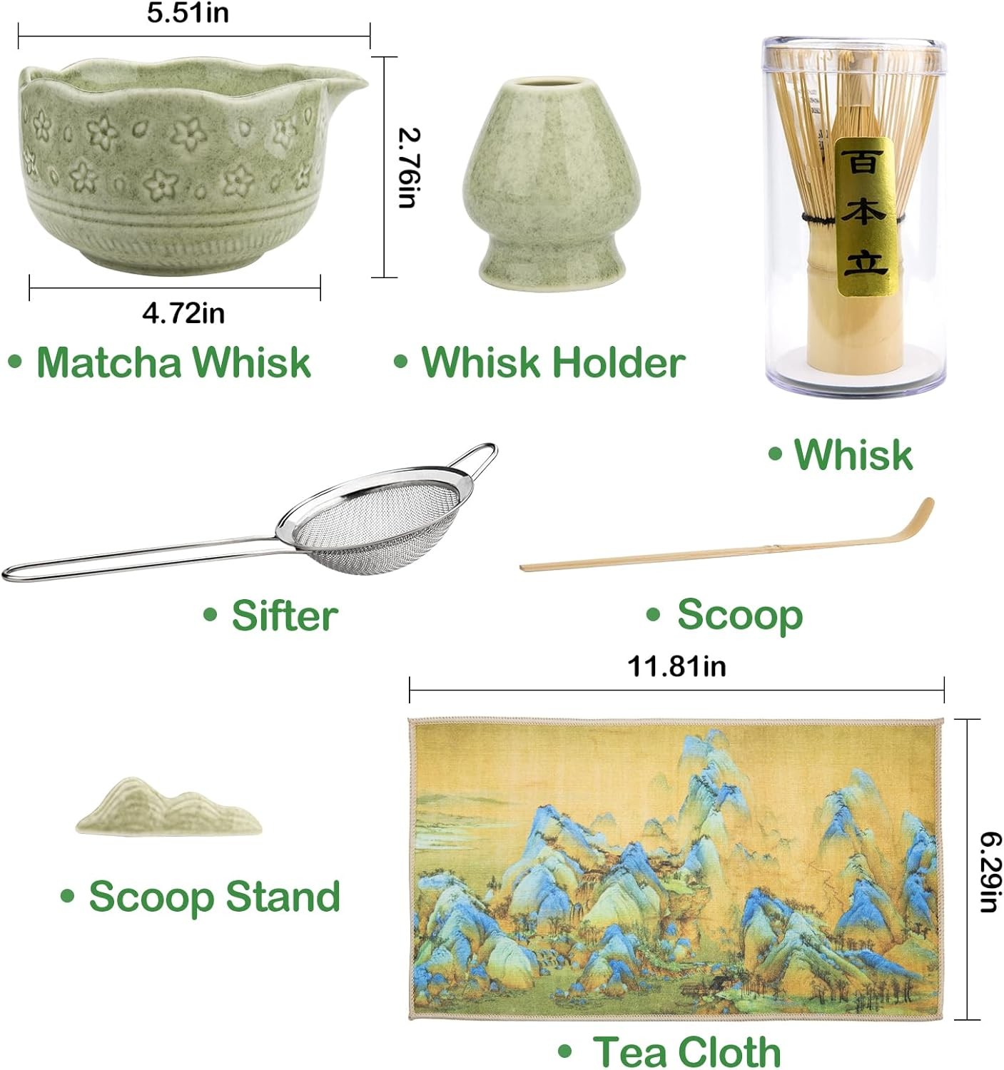 Matcha Whisk Set 7 PCS Matcha Kit Matcha Set Making Breakfast Green Tea Lattes
