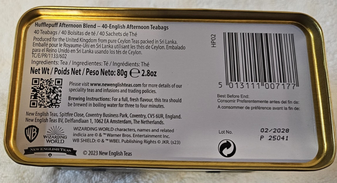 Harry Potter Tins of 40 Breakfast Blend Teabags Each-Full SET NEW Sealed