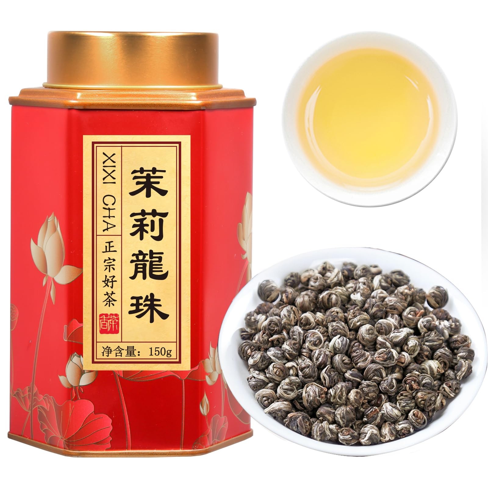 XIXICHA Jasmine Pearls Tea Jasmine Green Loose Leaf Dragon Balls Grade AAA 5….