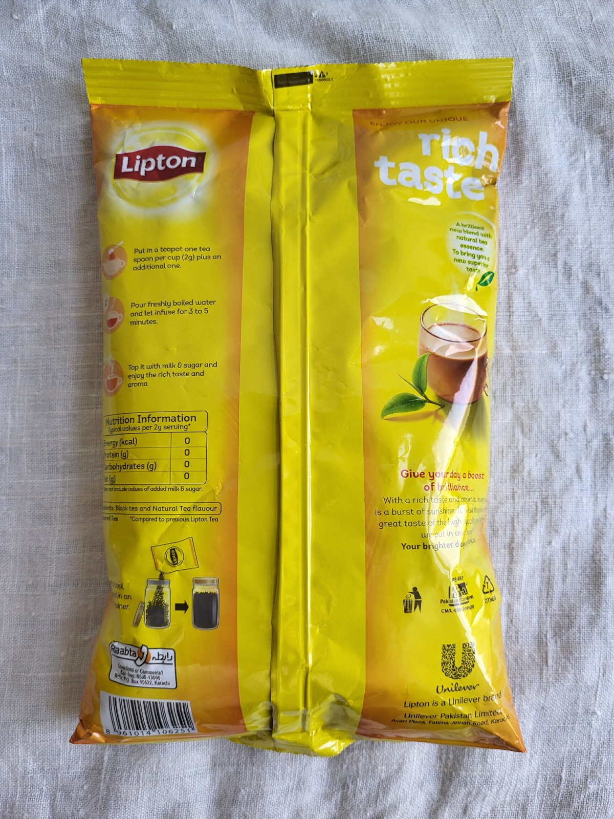 New LIPTON YELLOW LABEL LOOSE LEAF BLACK TEA 480 g / 1 lb – 1 Bag Pack
