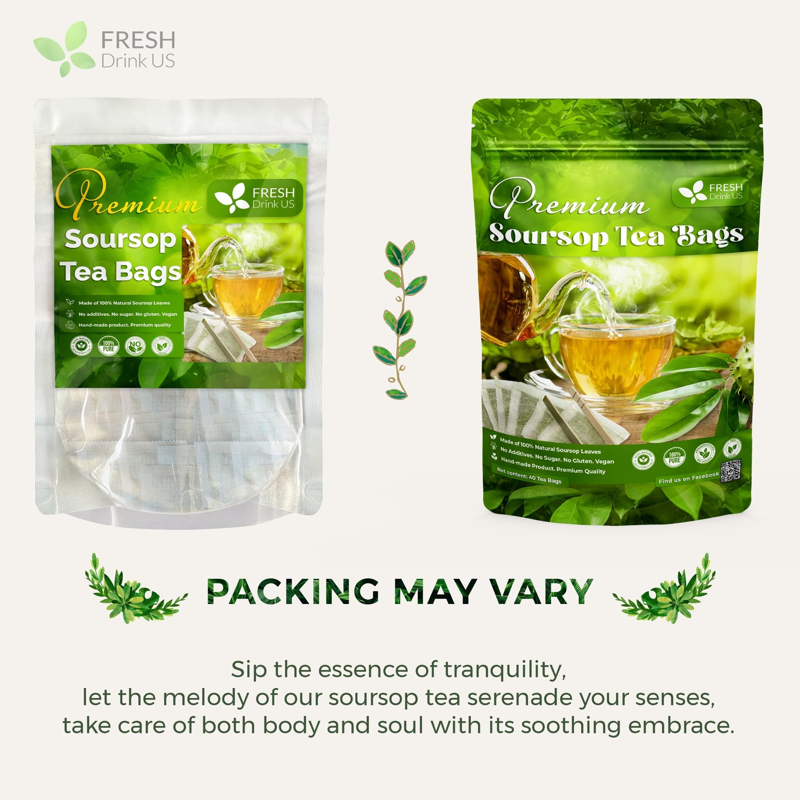 40 Premium Soursop Graviola Leaf Tea Bags 100% Natural and Pure from Soursop …