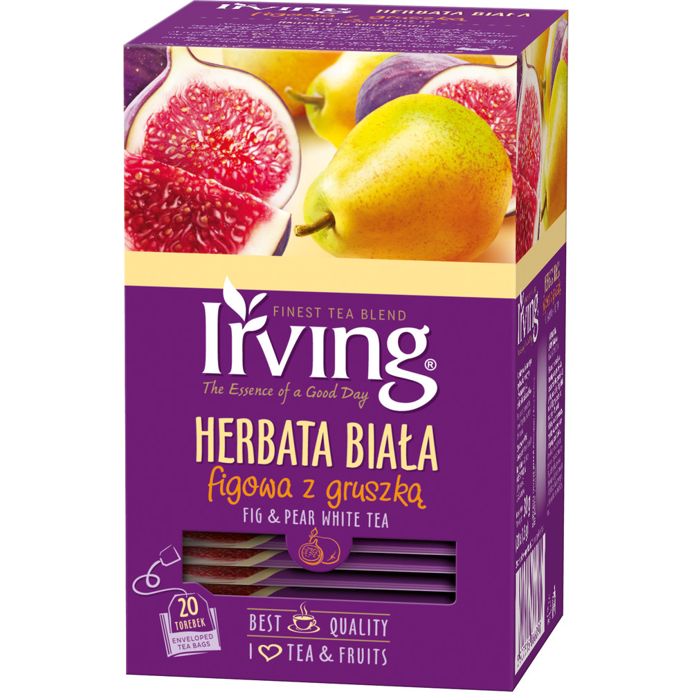 IRVING WHITE TEA – 20 TEA BAGS – FINEST TEA BLEND- FRUITS INFUSIONS – POLAND