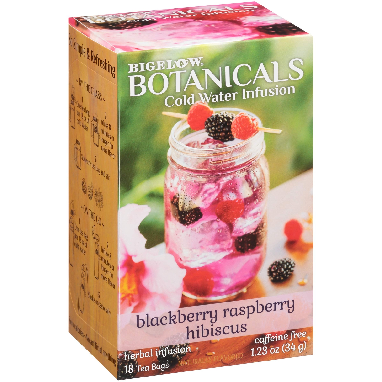 Bigelow Botanicals Cold Water Infusion Tea 6 Pack Blackberry Raspberry Hibiscus