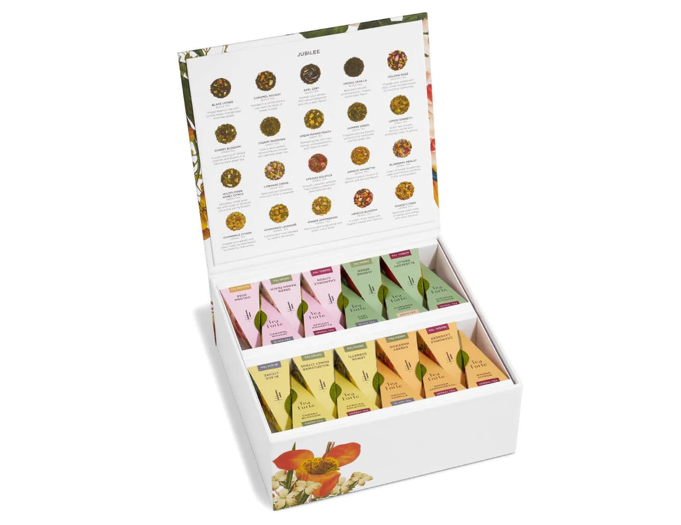 Premium Tea Chest Presentation Box Gift Set Sampler, 40 Count Individually Wrapp