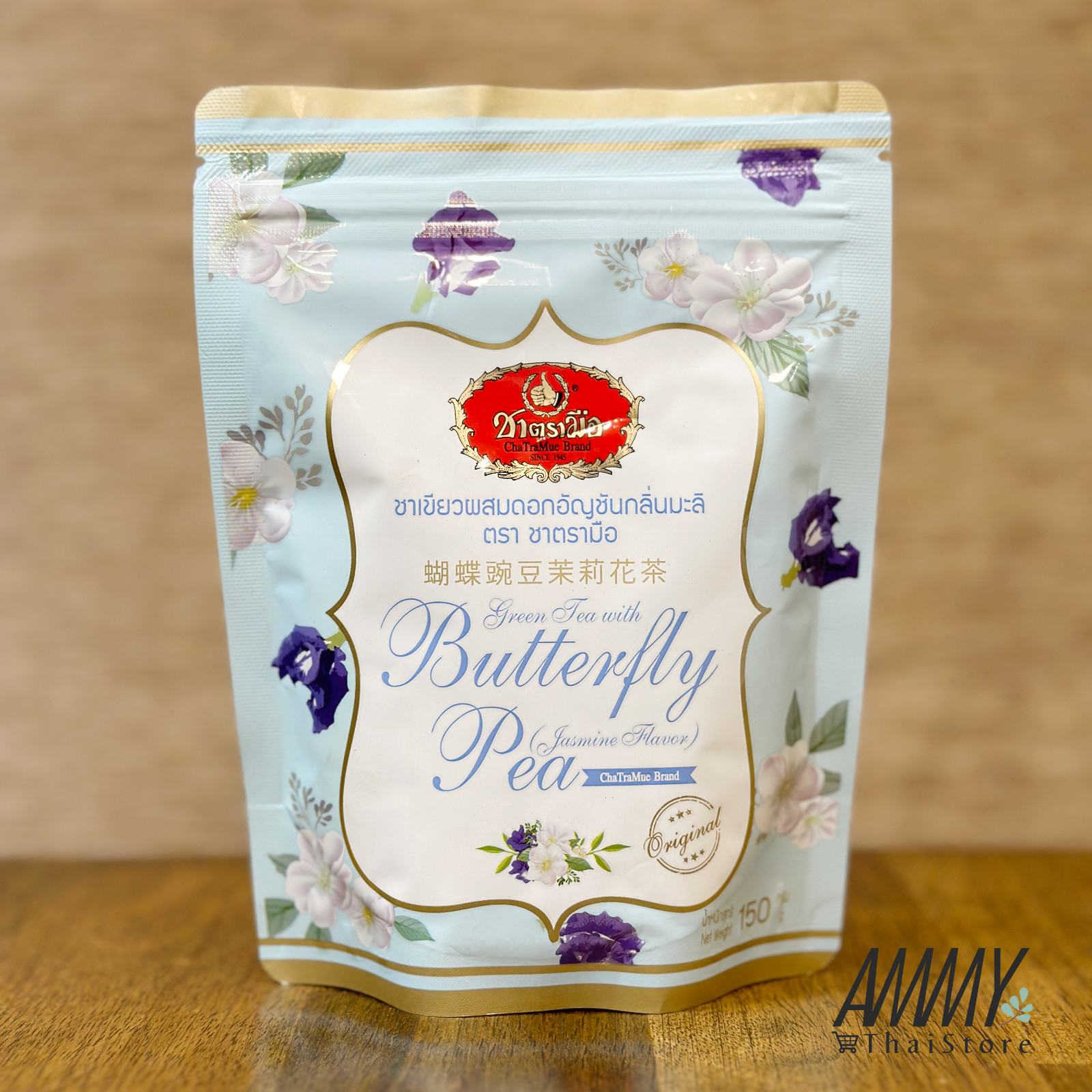 ChaTraMue Green Tea Mixed Organic Butterfly Pea Thai Jasmine Flavour 150g