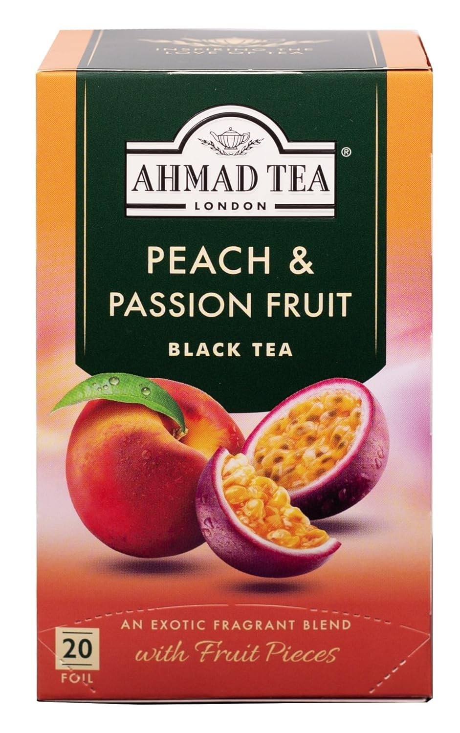 Naturally Caffeinated Peach & Passion Fruit Tea Bags – 20s Box