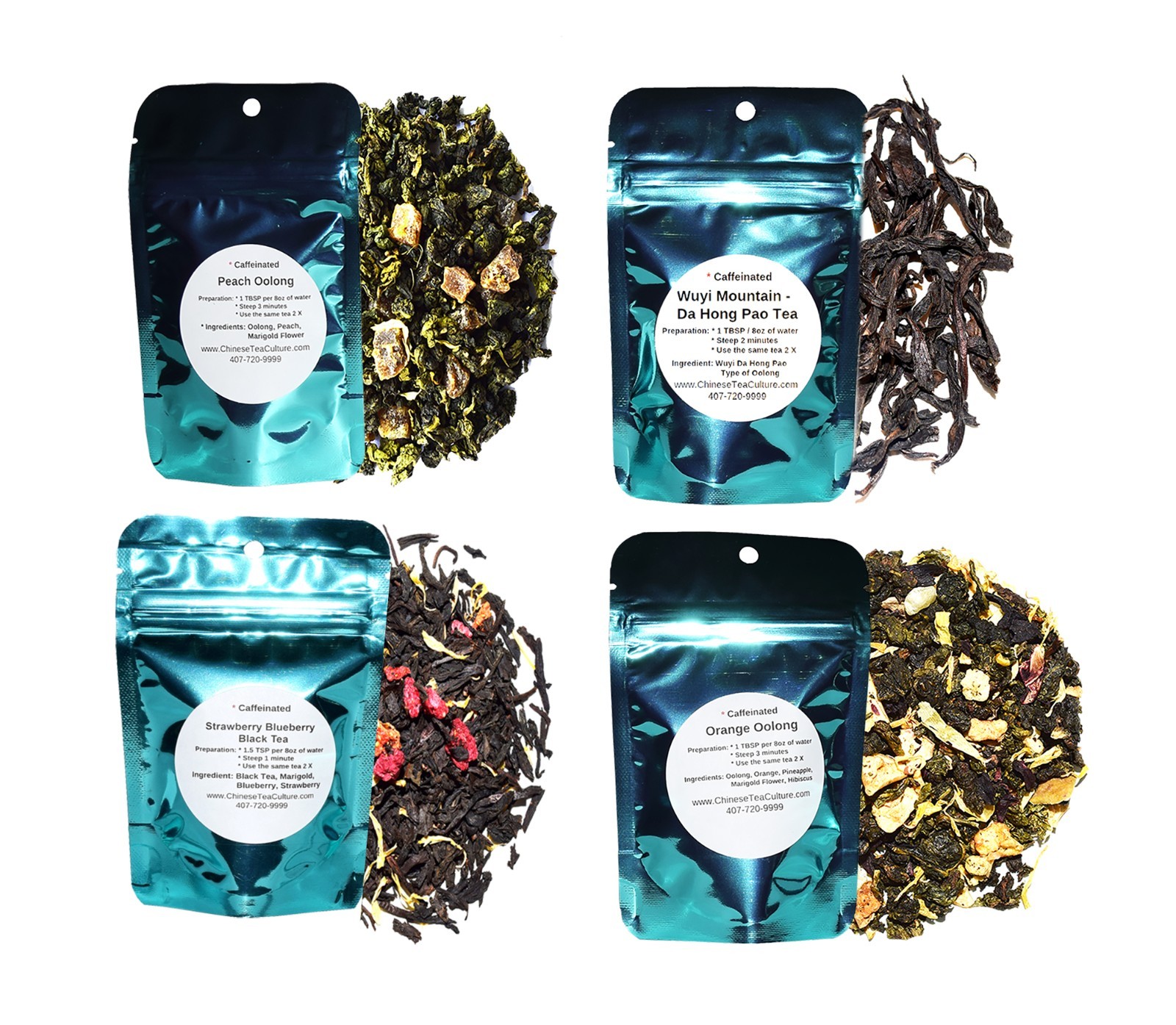 Tea Samplers of Oolong and Black Tea, Caffeinated, Loose Leaf Tea
