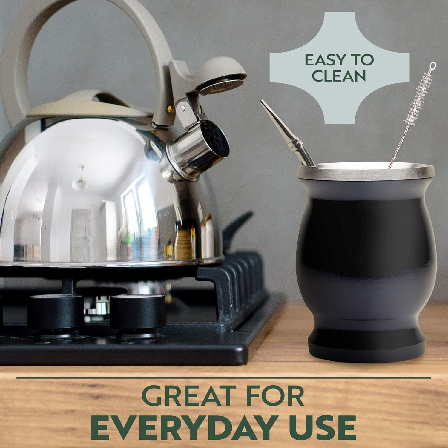 Stylish 8oz Yerba Mate Tea Set – Double-Walled Stainless Steel for Any Occasion