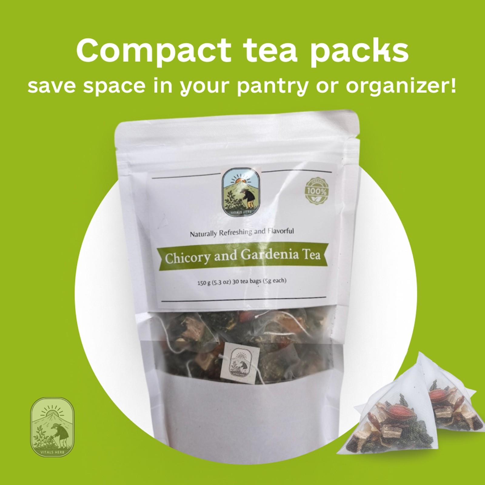 Chicory and gardenia herbal tea