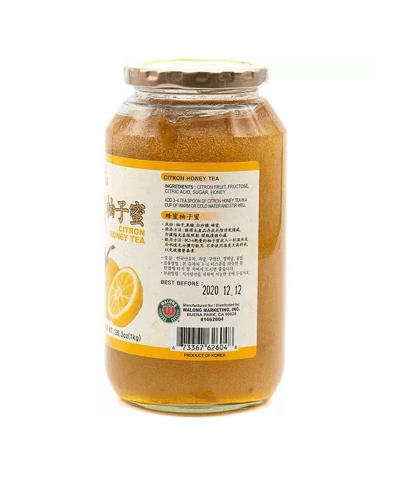 HANASIA Citron Honey Korean Citron Fruit Tea 4 Glass Jars 35.3 oz. (1 kg)