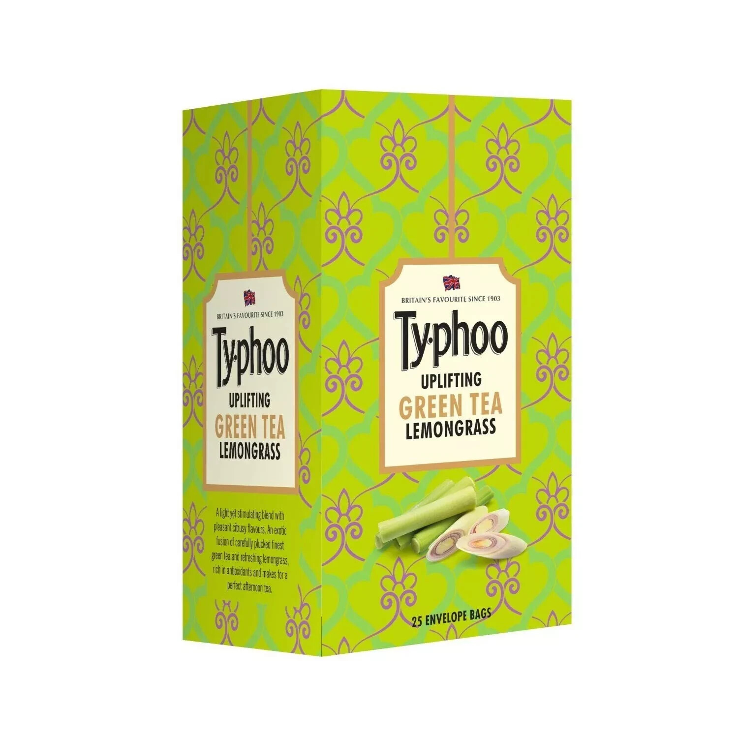 Ty-phoo Uplifting Lemon Grass Green Tea Bags (25 Tea Bags) Free Shipping