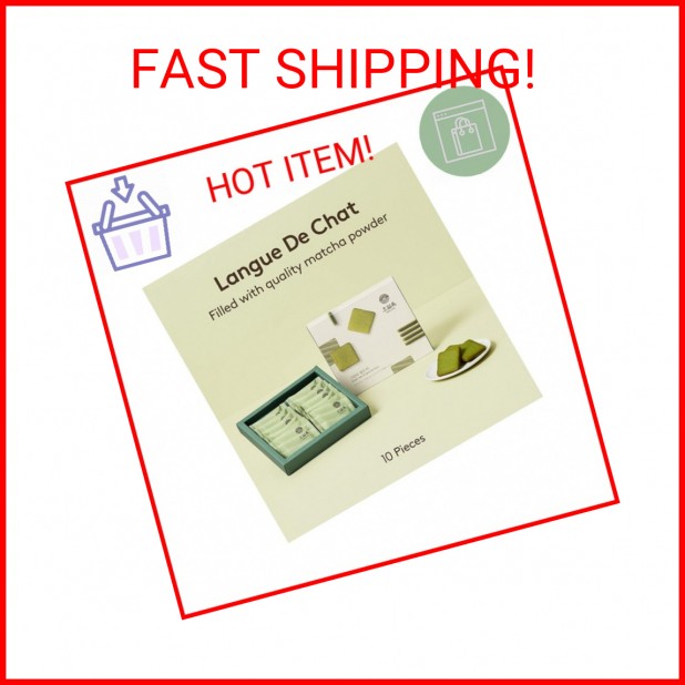 OSULLOC Langue de Chat Cookies (3.52oz, 100g) Korean Matcha Flavored Snacks | As