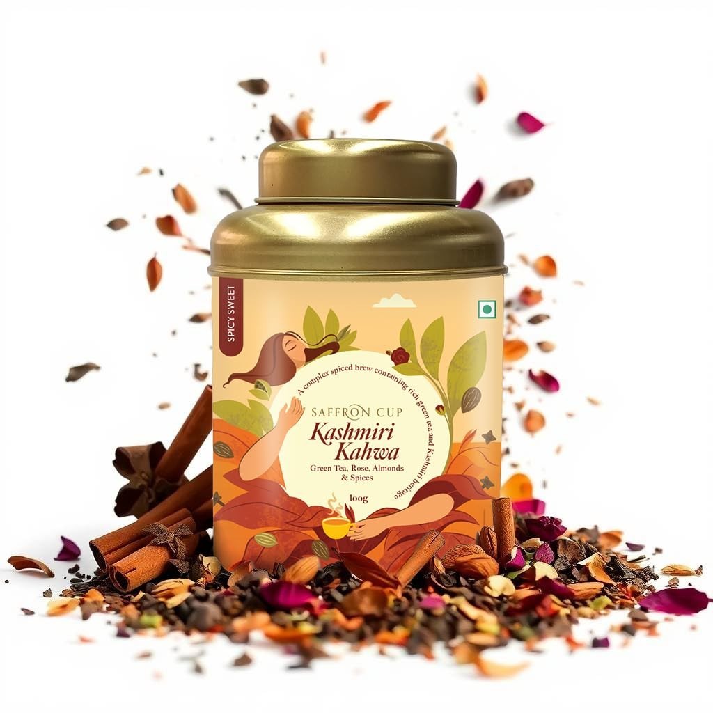 Saffron Cup | Kashmiri Kahwa | Green Tea 100 Gm ( 50 Cups) | Detox, Weight Loss