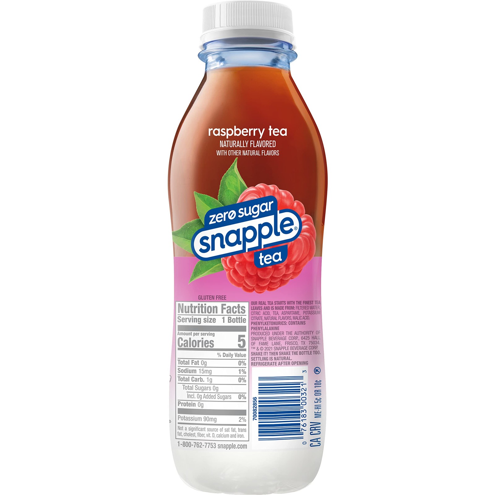 Zero Sugar Raspberry Tea, 16 fl oz recycled plastic bottle, Pack of 12