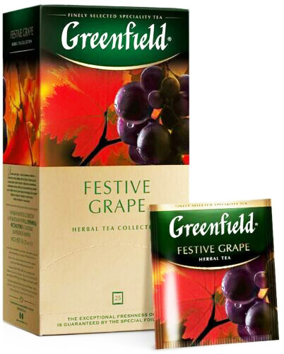 Greenfield HERBAL TEA FESTIVE GRAPE 25 Bags RF NO GMO Made in Russia US Seller