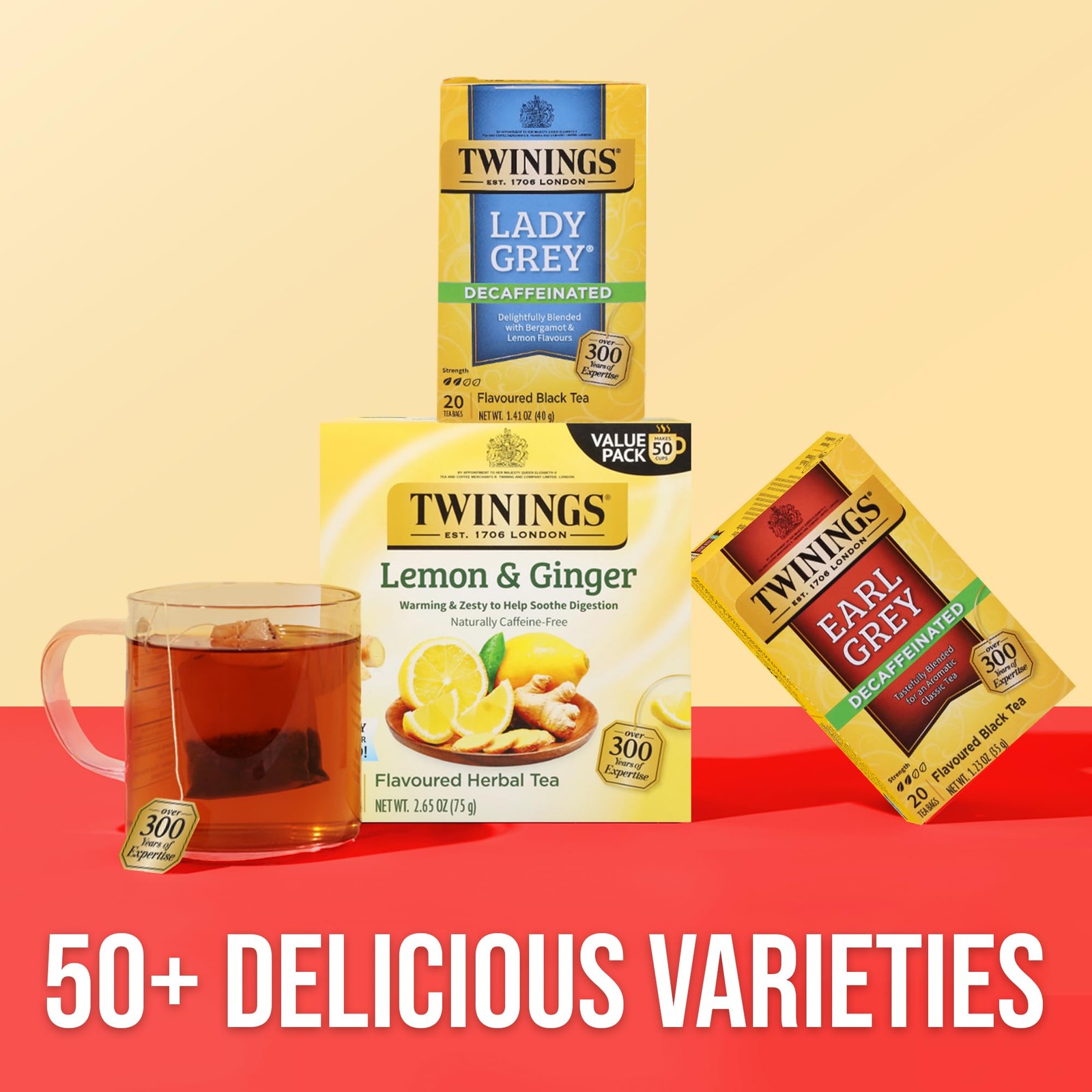 Twinings Decaffeinated Lady Grey Black Tea 20 Count (Pack of 1), No Color