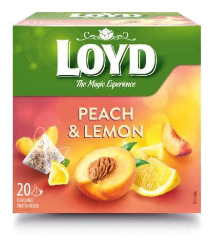 10 LOYD PEACH & LEMON Flavor Fruit Tea Pyramid Teabags Boxes 40g 1.41oz