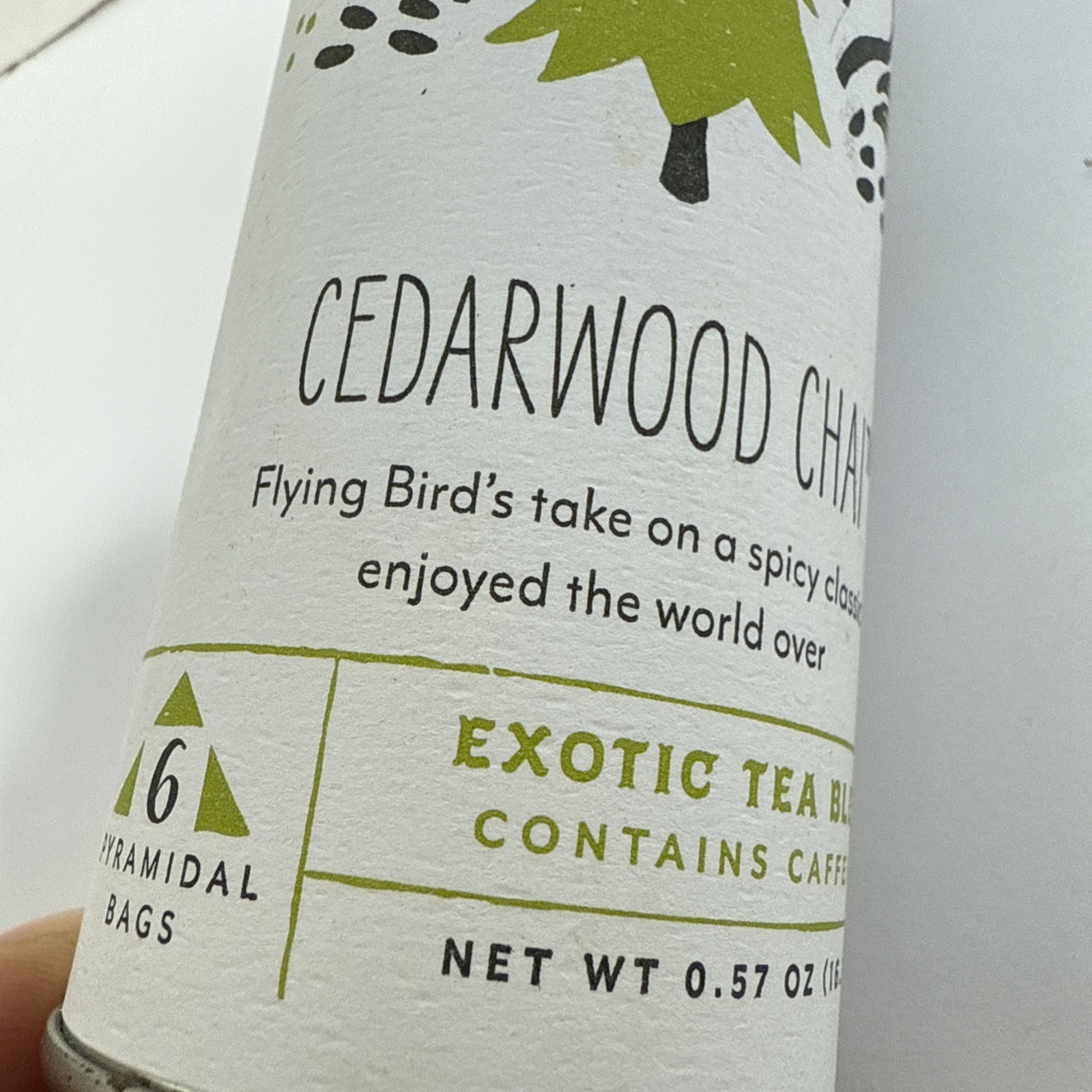 Flying Bird Botanicals Fine Organic Tea Cedarwood Chai 6 Pyramidal Bags