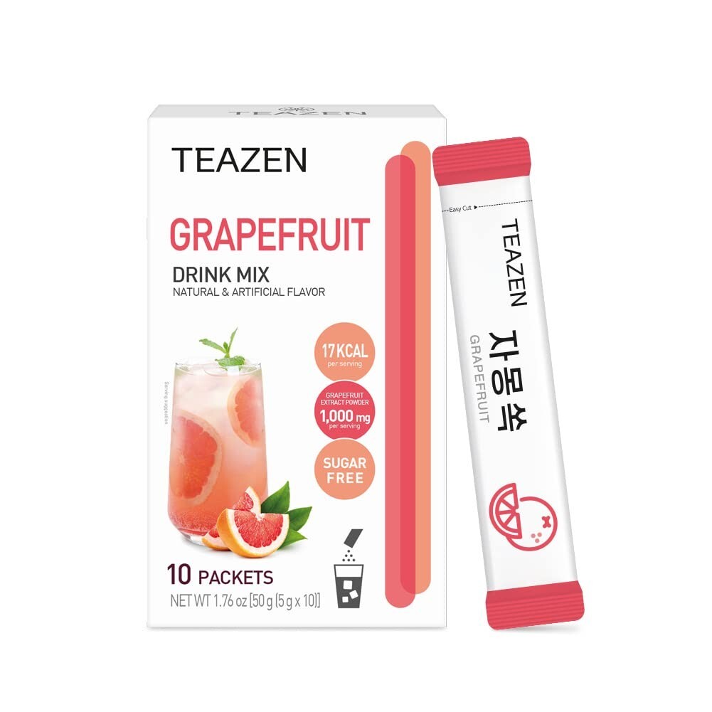 Portable Grapefruit Tea Stick Mix with Green Tea and Hibiscus – Refreshing Blend