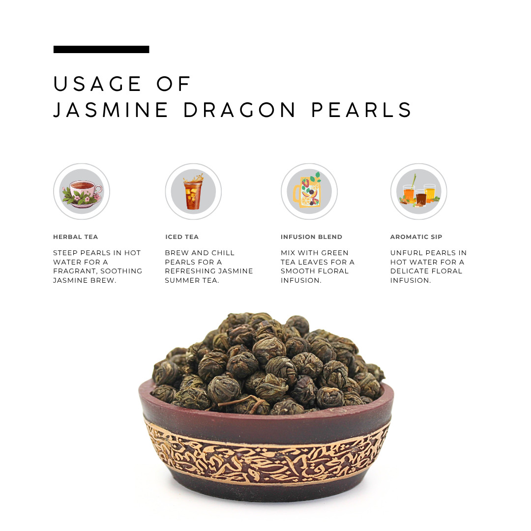 AWAFI MILL Jasmine Dragon Pearl Tea – Premium Green Tea Infused – 250 g | 9 Oz