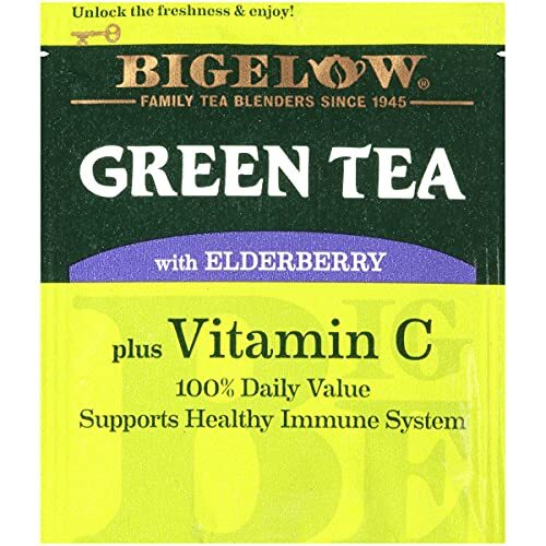Bigelow Green Tea with Elderberry and Vitamin C 18 Count Pack of 6 Tea Bags