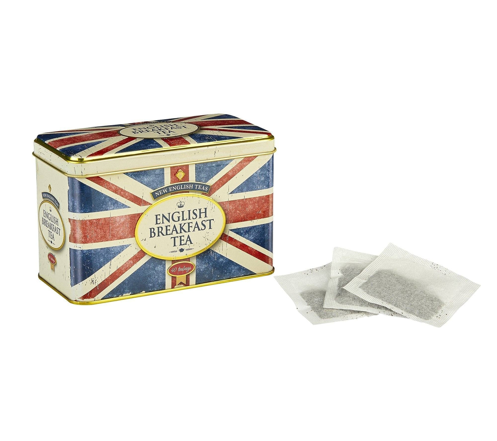 Union Jack Tea Tin with 40 English Breakfast Teabags British Souvenir