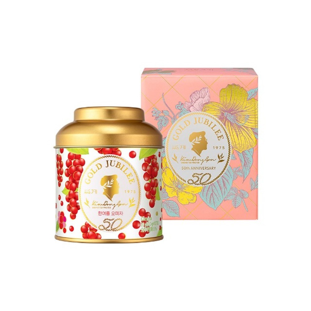 Korean Midsummer Omija Tea 10 Pyramid Bags 20g Five Flavor Golden Tin