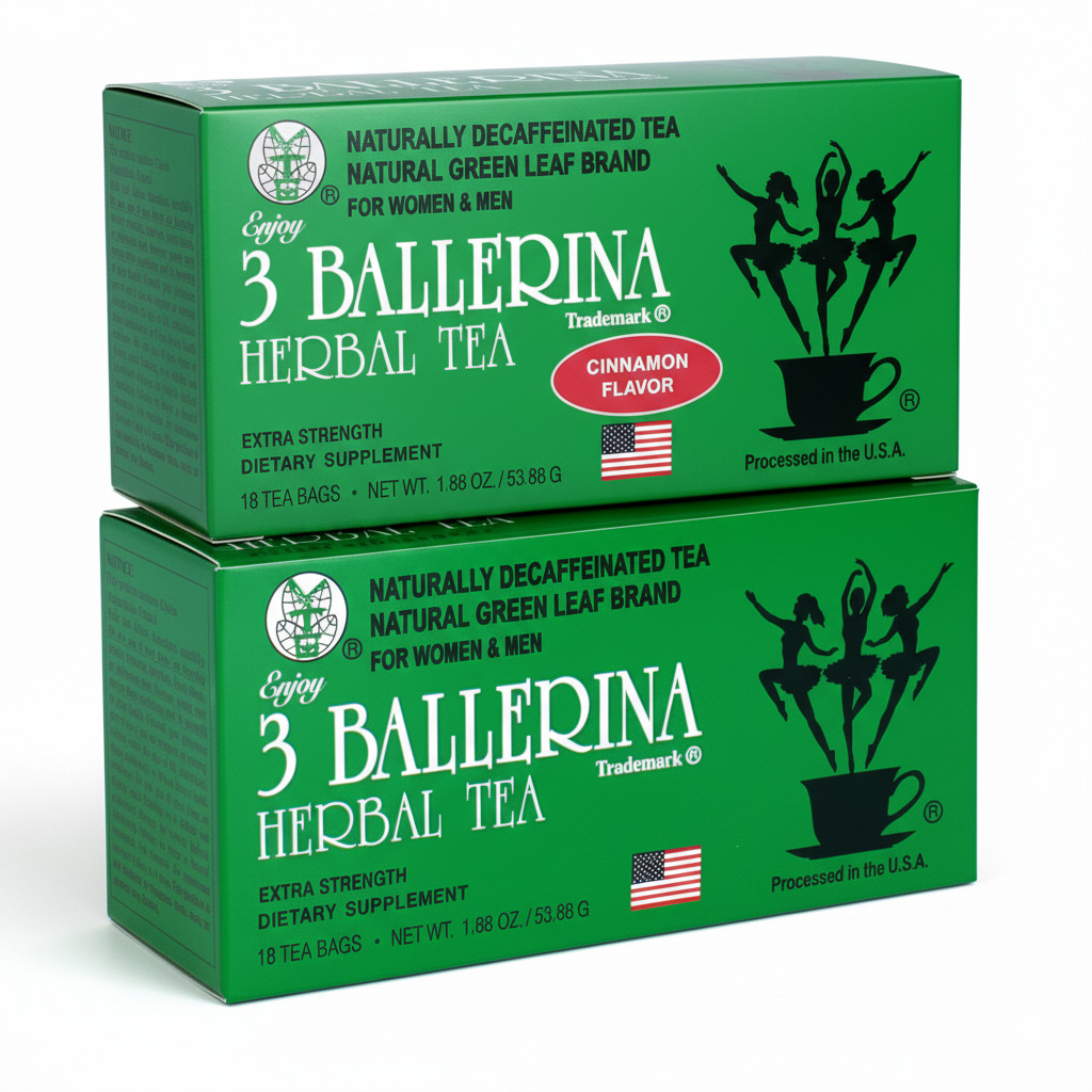 3 Ballerina Herbal Tea Cinnamon Combo Pack, Drink Extra Strength Herbal 18 Count