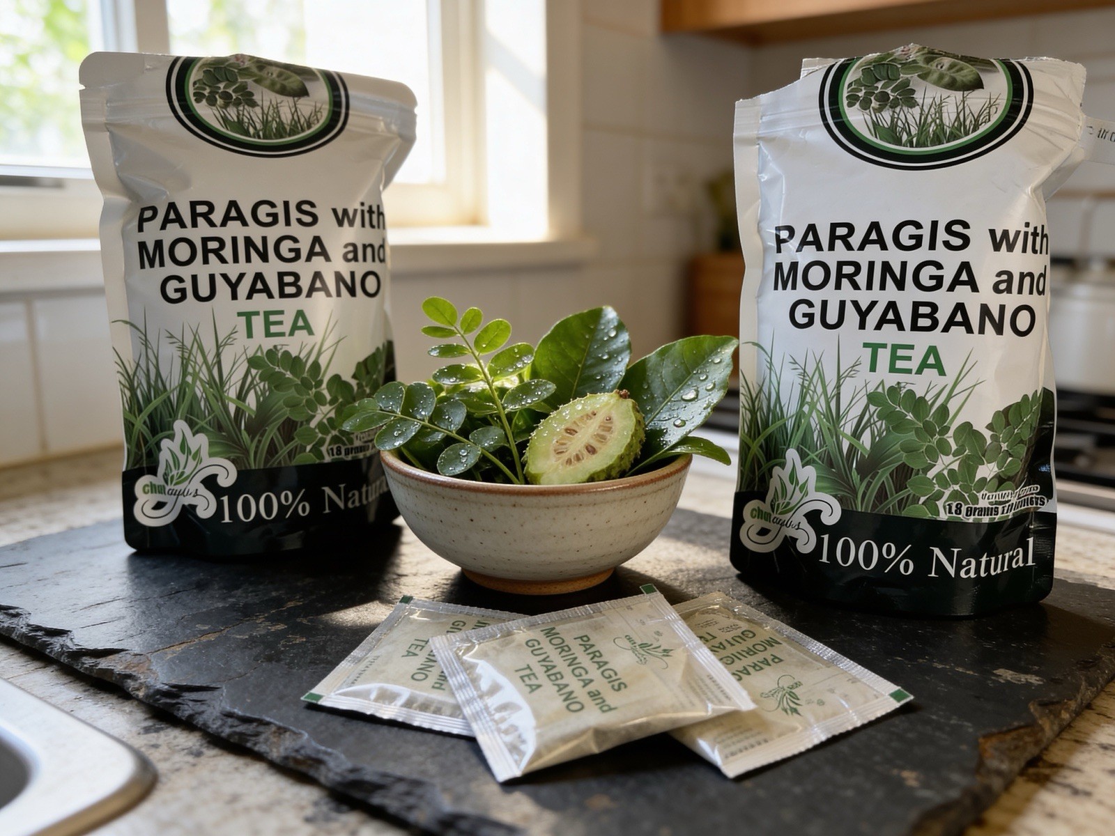 Chef Ayb’s Paragis Moringa Guyabano Herbal Tea, Bagged, 100% Natural