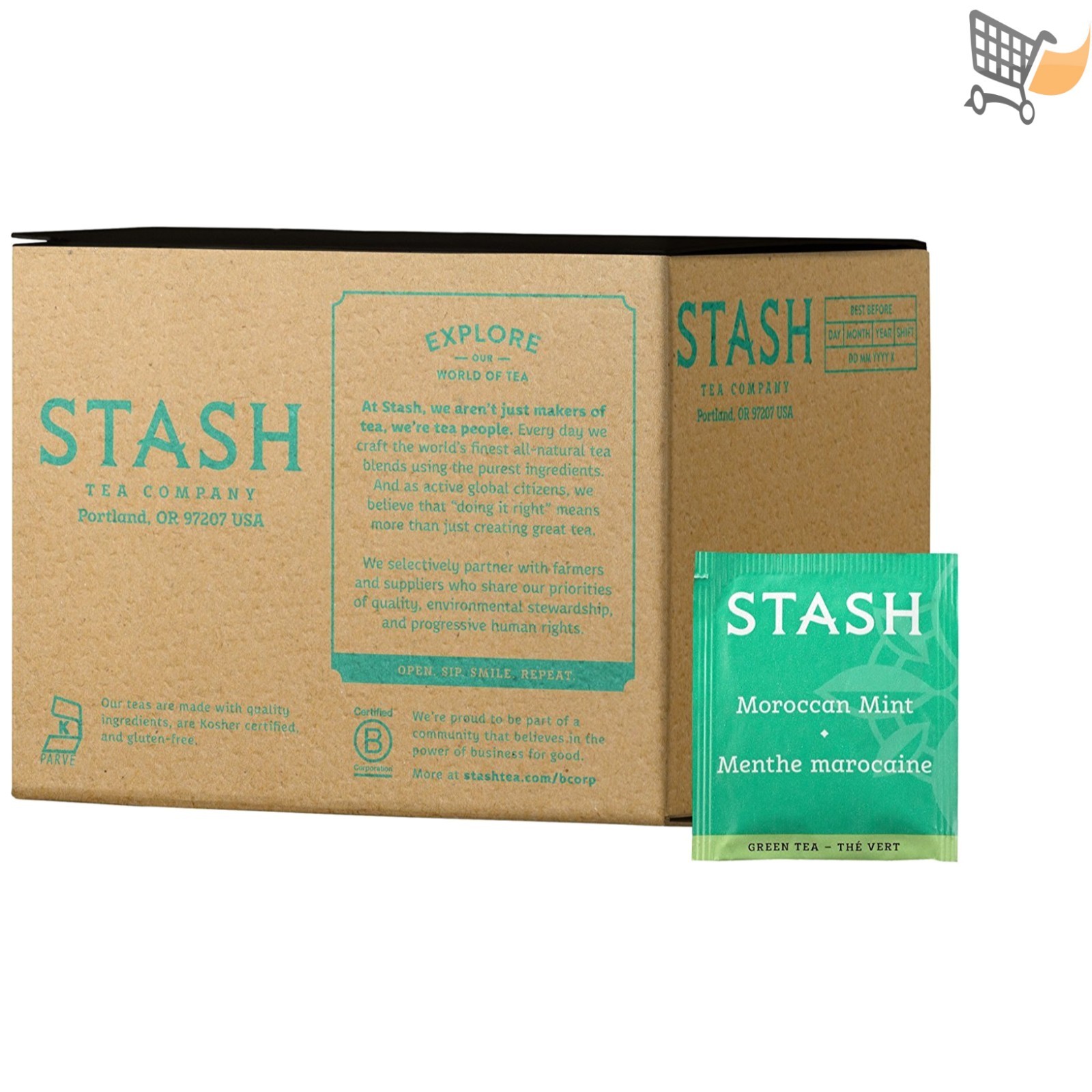 Moroccan Mint Green Tea Bags 100 Count Fresh & Aromatic Hot Iced