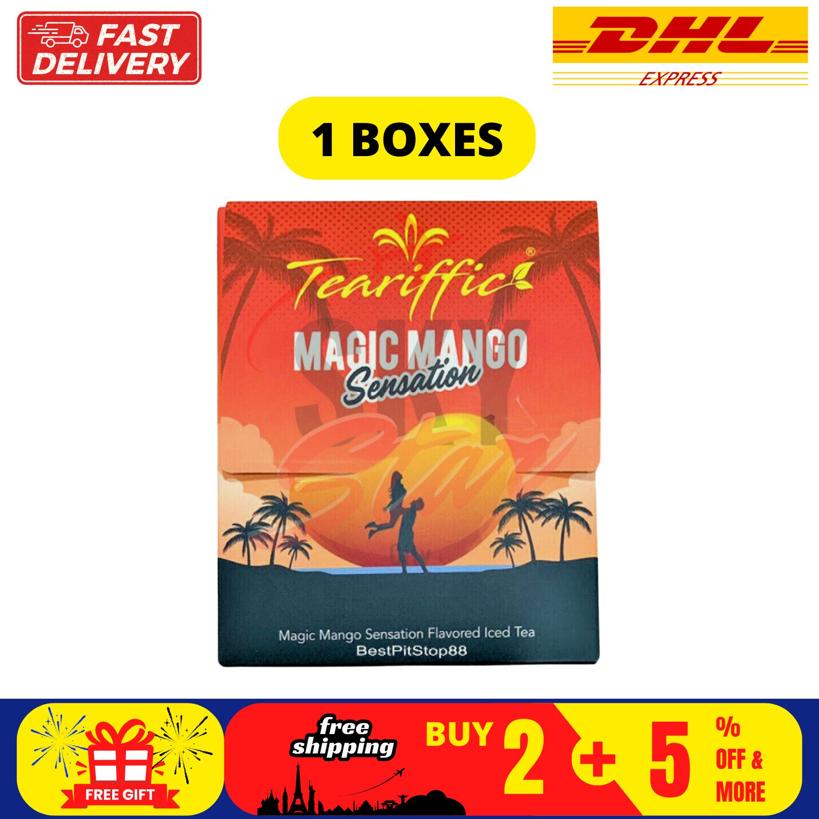 1 Box (12 Sachet) Teariffic Magic Mango Sensation Sexual Men Herb Energy Coffee
