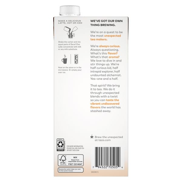 Tazo Chai Decaf Tea Latte – 32 fl oz