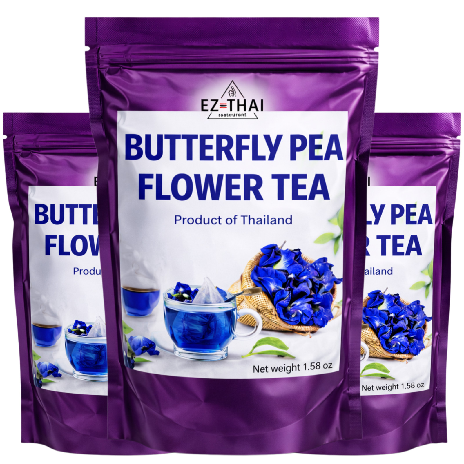 Value Packs 3 – Dried Butterfly Pea Flower Tea 1.58oz – Natural Thai Tea
