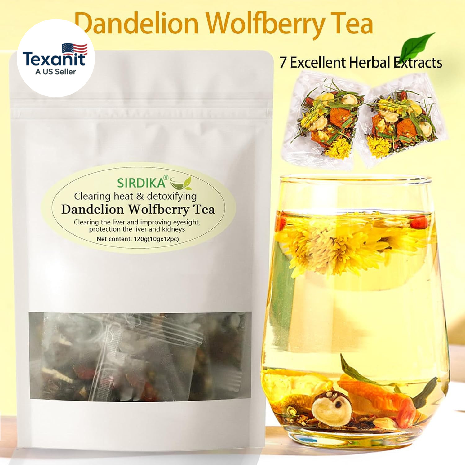 Dandelion Wolfberry Herbal Tea – Kidneys & Liver Health Tea, Seven Herbal Ingred