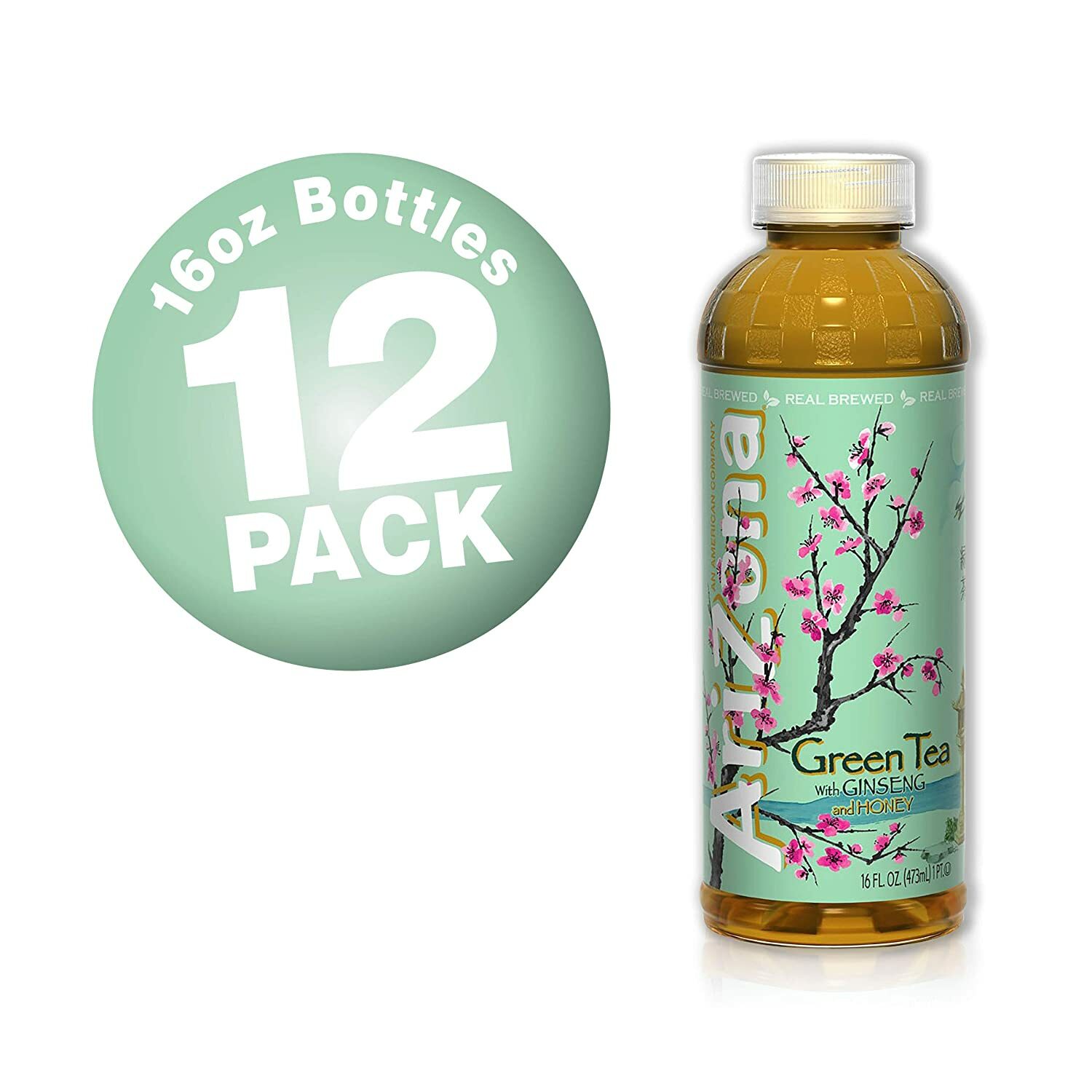 Arizona Green Tea with Ginseng and Honey, 16 Fl Oz (Pack of 12) Free Shipping