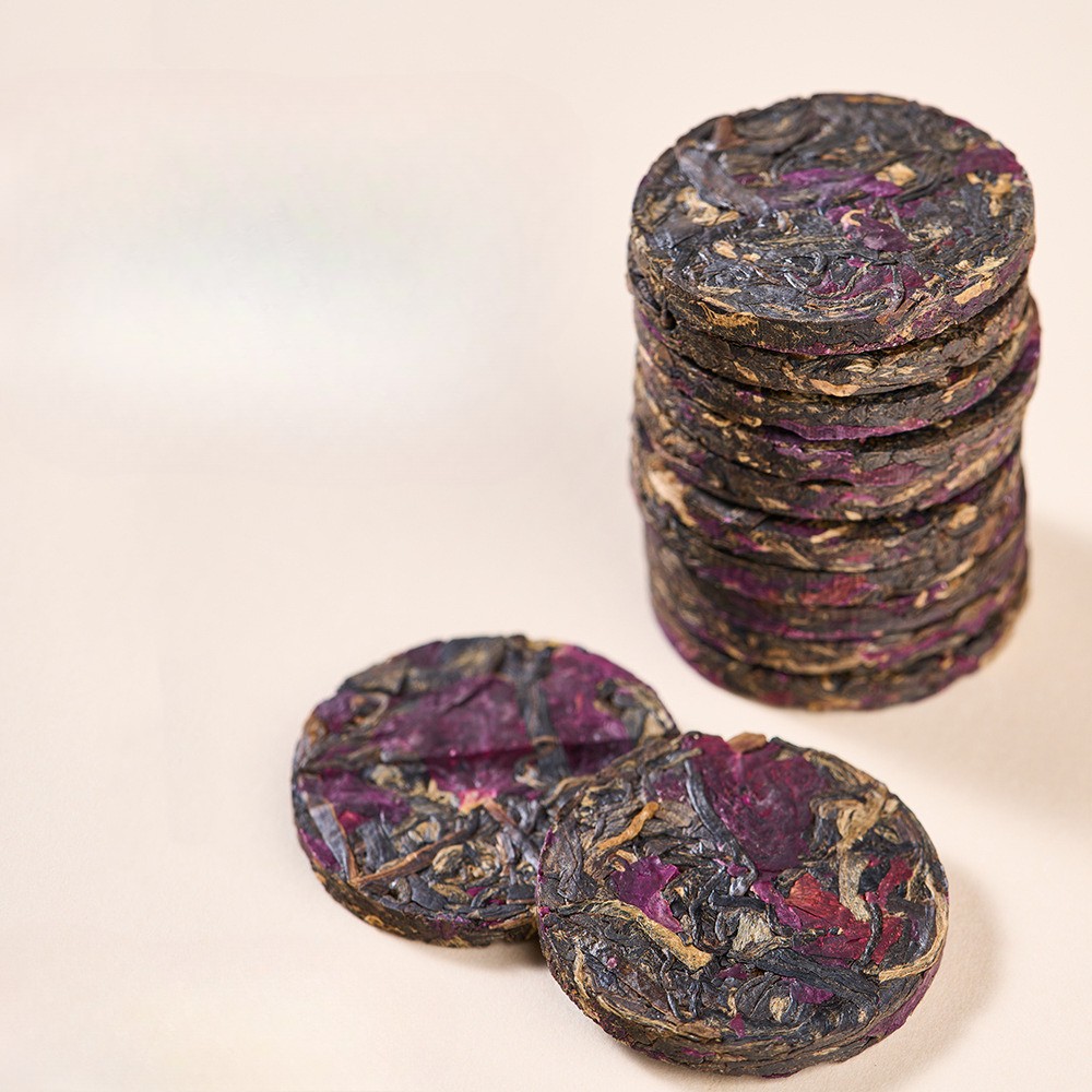 500g Rose Black Tea Naked Cake Yunnan Compressed Tea Flower Tea Pu Erh Tea