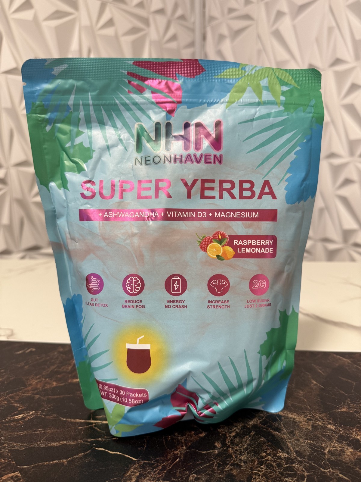 NHN NeonHaven Super Yerba Ashwagandha Raspberry Lemonade 30 Packets – Brand New
