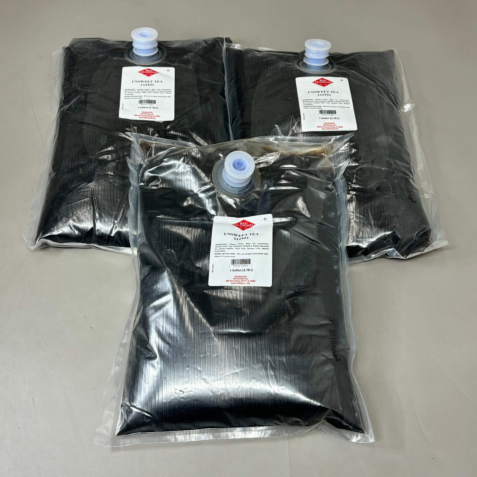 RED DIAMOND (Pack of 3) Unsweetened Tea BB (9/26) 1 Gallon Dispenser Bags
