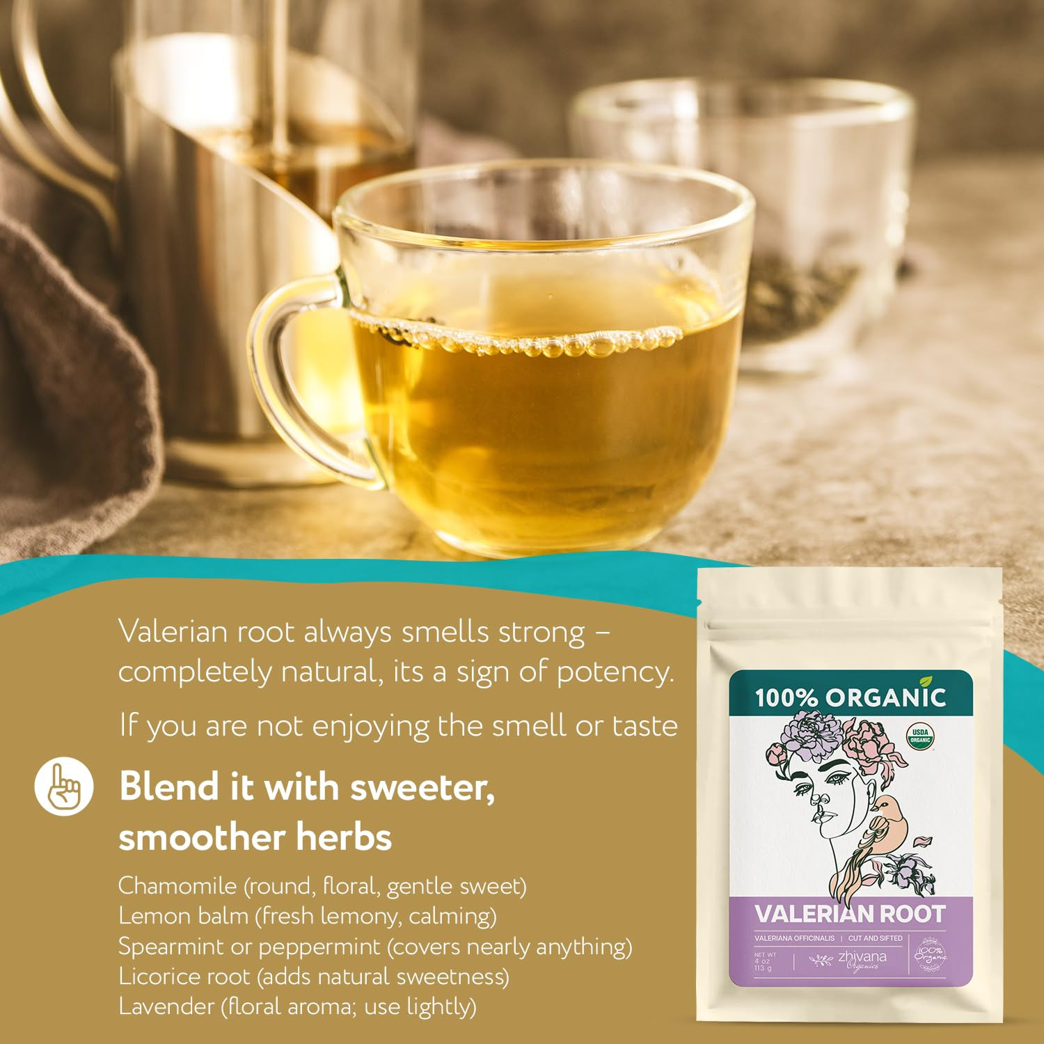 Organic Valerian Root Tea (4Oz.) – Te De Valeriana Organica Para Dormir Y Ansied